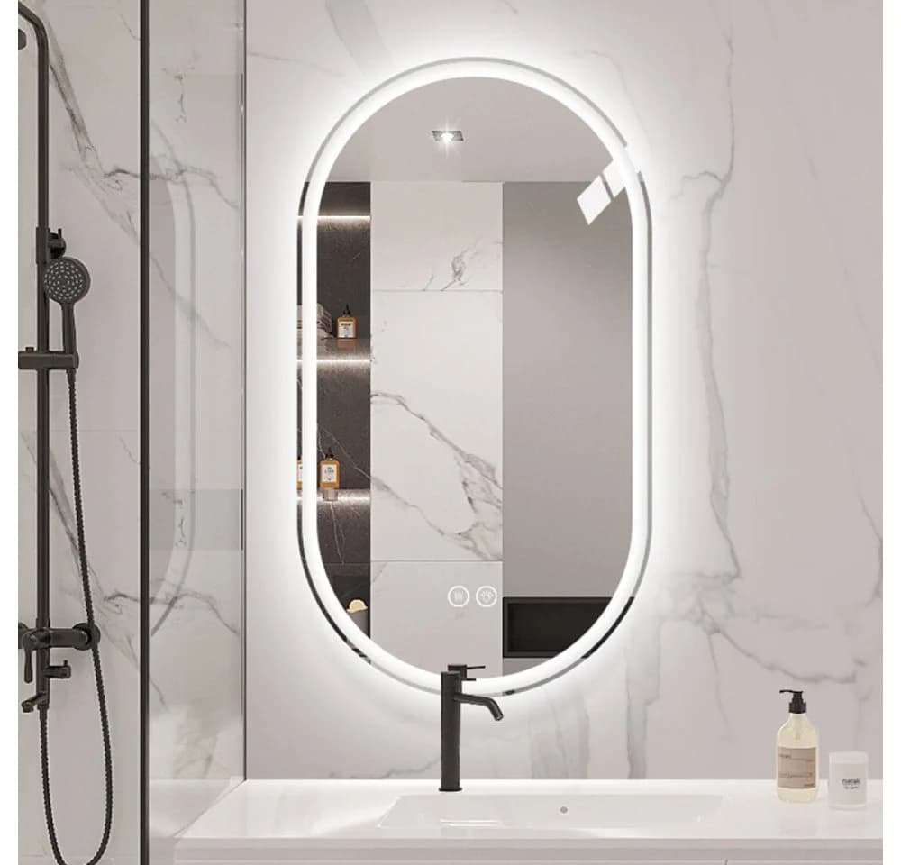 BBWL Badspiegel LED Smart Touch Oval Silber Rahmenlos - Bild 4