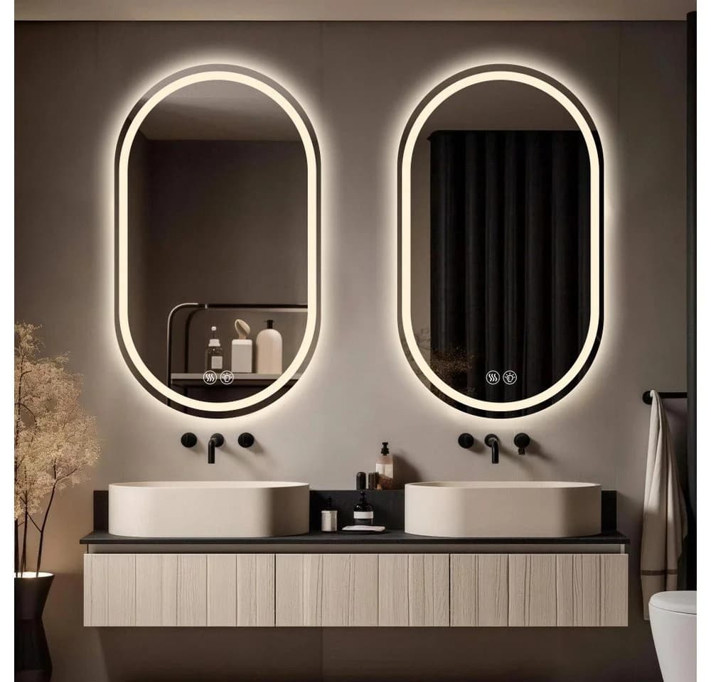 BBWL Badspiegel LED Smart Touch Oval Silber Rahmenlos - Bild 5