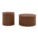 BBWL 2-teiliges Couchtisch Set Rund Walnussholz MDF Stauraum Bild 1