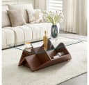 BBWL Couchtisch Modern mit Glasplatte & Stauraum Walnuss Bild 2