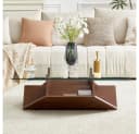 BBWL Couchtisch Modern mit Glasplatte & Stauraum Walnuss Bild 5