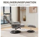 BBWL Massagesessel Grau mit Liegefunktion, Massage, Wärmefunktion & Hocker Bild 4
