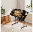 BBWL Puzzle Tisch Schwarz mit Schubladen und Rollen MDF Metall Bild 2