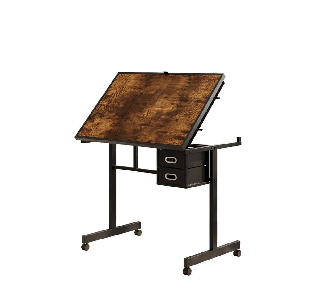 BBWL Puzzle Tisch Schwarz mit Schubladen und Rollen MDF Metall - Bild 3