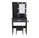 BBWL Schminktisch mit LED Spiegel und Steckdose, schwarz Bild 1