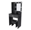 BBWL Schminktisch mit LED Spiegel und Steckdose, schwarz Bild 4