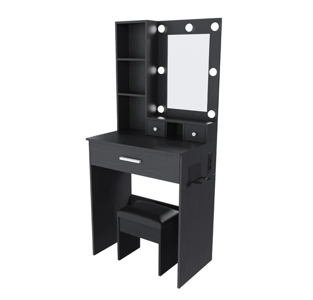 BBWL Schminktisch mit LED Spiegel und Steckdose, schwarz - Bild 4