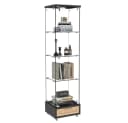 BBWL Glasvitrine mit LED, Schubladen & Rollen, 167 cm, Weiß/Schwarz Bild 1