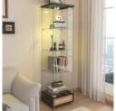 BBWL Glasvitrine mit LED, Schubladen & Rollen, 167 cm, Weiß/Schwarz Bild 2