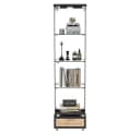 BBWL Glasvitrine mit LED, Schubladen & Rollen, 167 cm, Weiß/Schwarz Bild 4