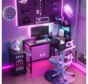 BBWL Computertisch mit Steckdosen USB Gaming Schreibtisch Schwarz Bild 1