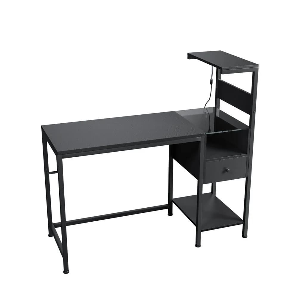BBWL Computertisch mit Steckdosen USB Gaming Schreibtisch Schwarz - Bild 2