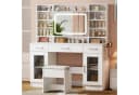 BBG Schminktisch mit LED-Spiegel, Hocker, Steckdosen und USB, Weiß Bild 1