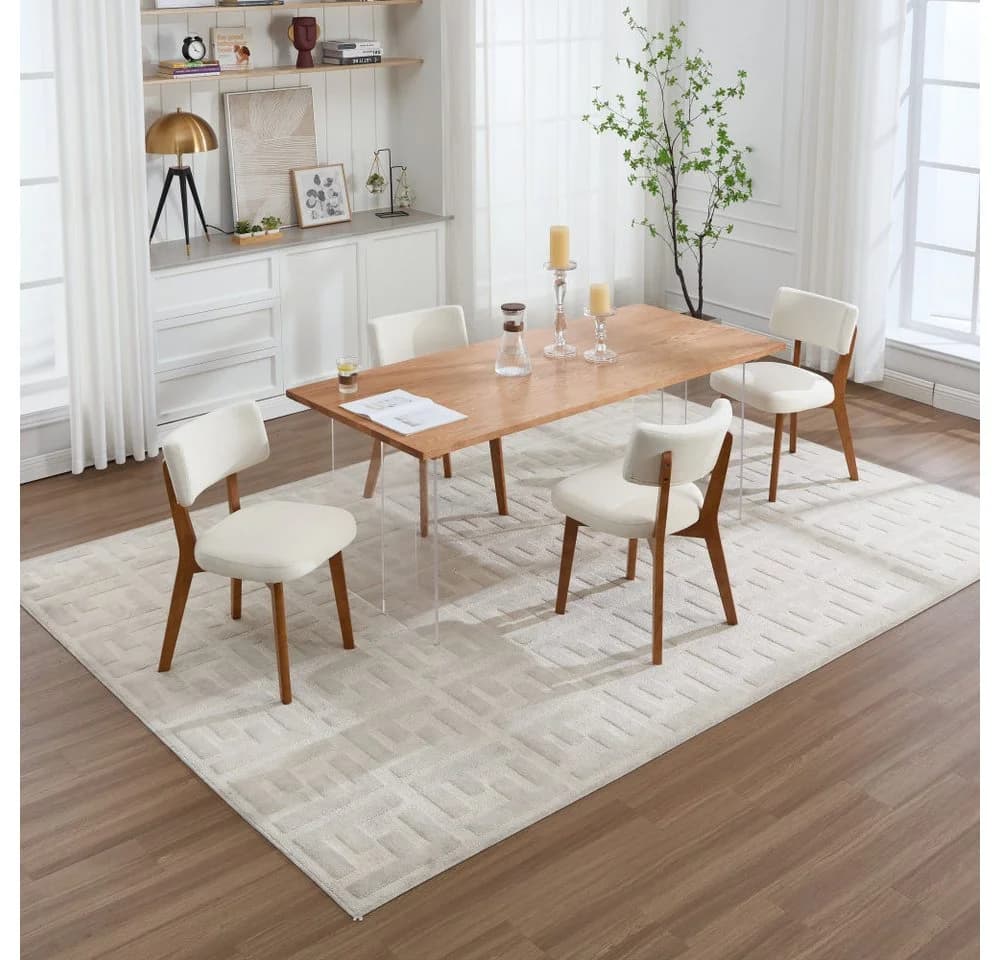 BBG Esszimmerstuhl 2er Set Mid-Century Massivholz Beige - Bild 3
