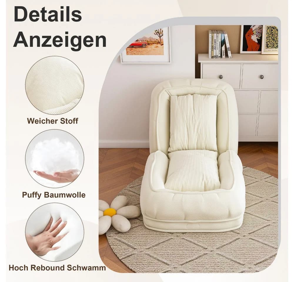 BBG Klappbares Sofabett Relaxliege 5-fach verstellbar mit Kissen - Bild 4