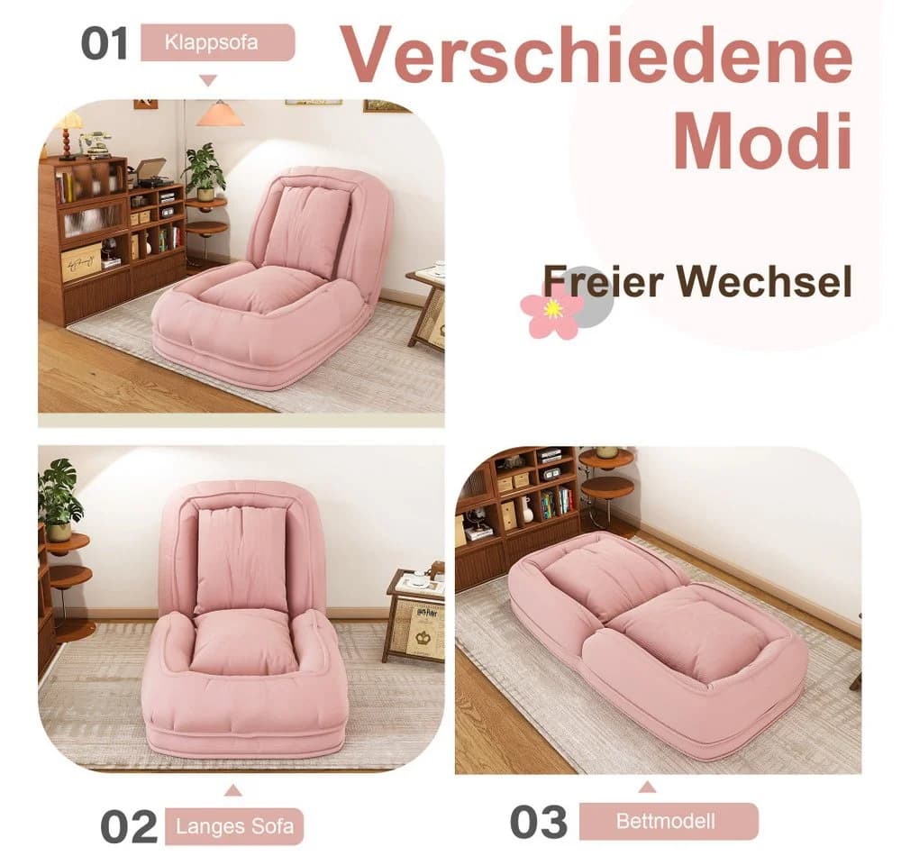 BBG Klappbett Rosa 5-fach verstellbar Cordstoff - Bild 5
