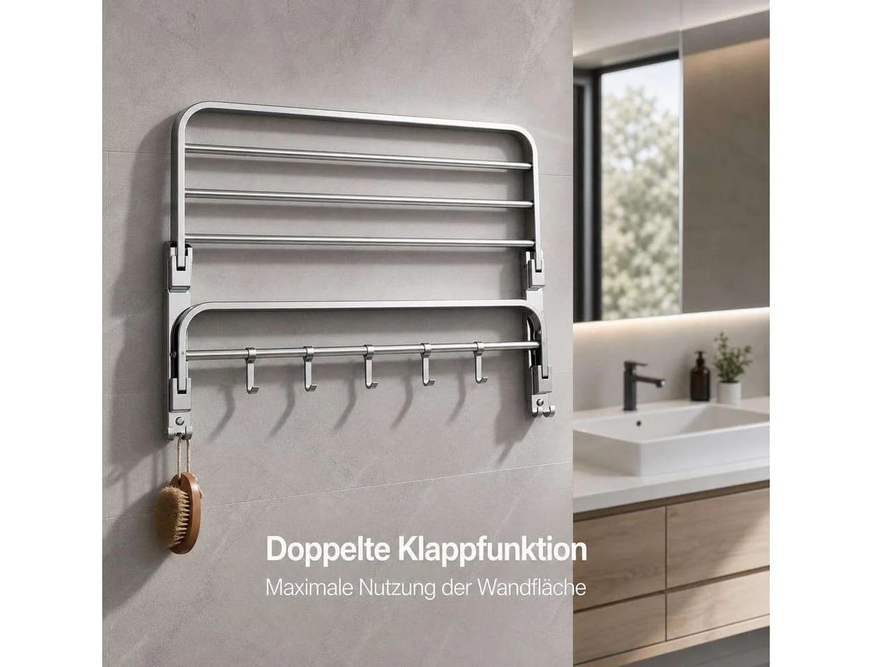 BBG Handtuchhalter Edelstahl 304 58 cm klappbar silber - Bild 4