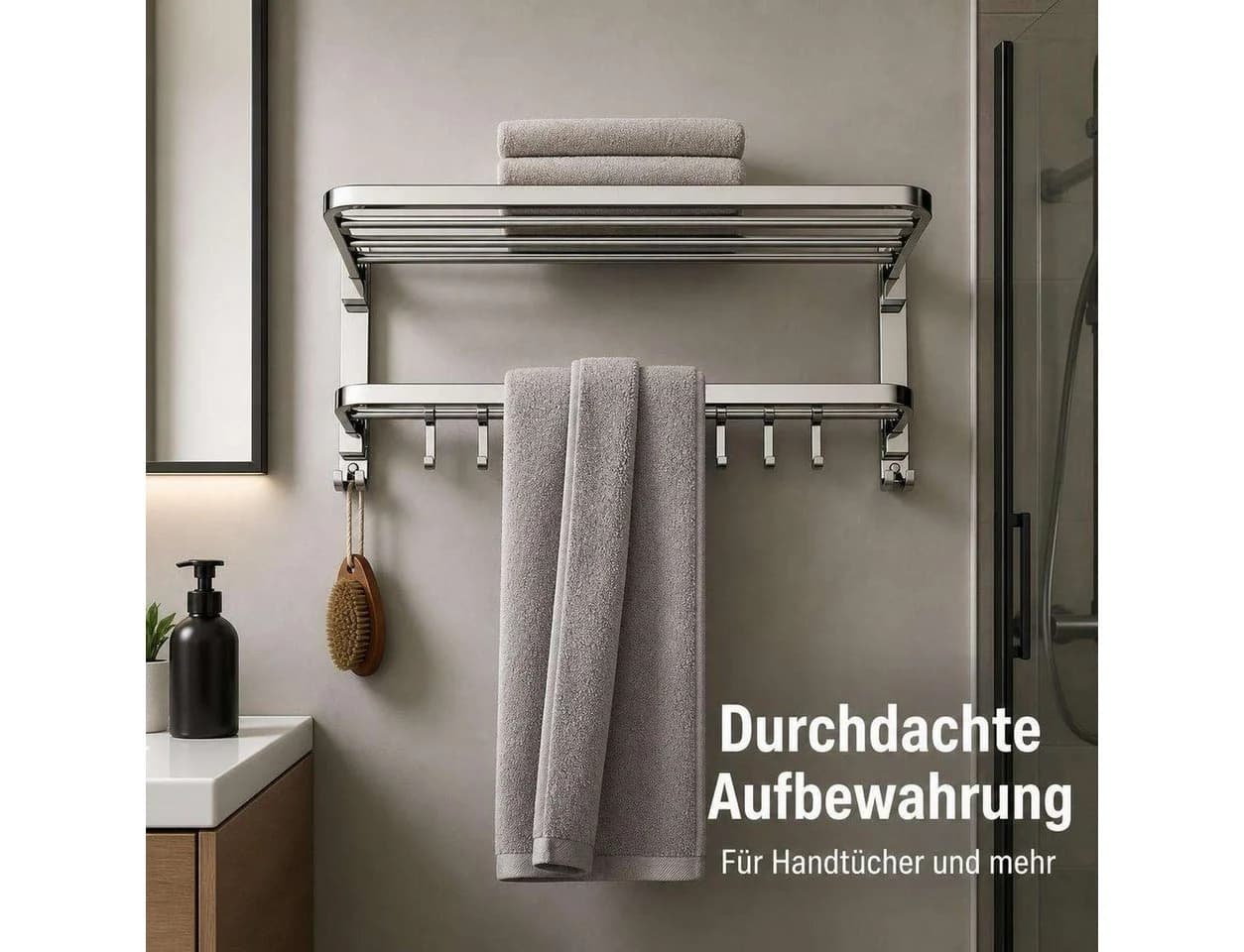 BBG Handtuchhalter Edelstahl 304 58 cm klappbar silber - Bild 5