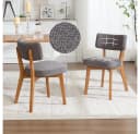 BBWL Esszimmerstuhl 2er Set Grau Leinen Polster Massivholz Mid Century Bild 3