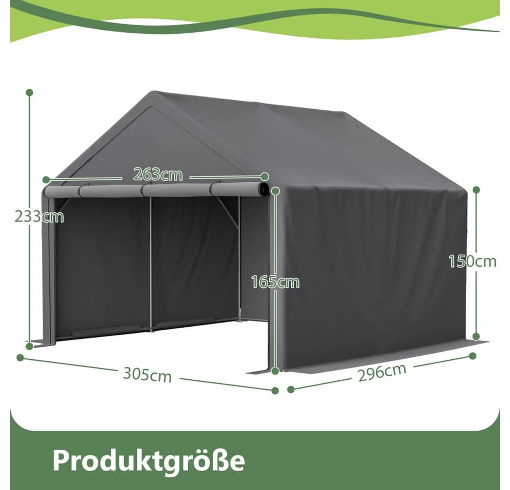 BBWL Gerätehaus 305x396x233 cm wasserdicht Stahlrahmen Dunkelgrau - Bild 5
