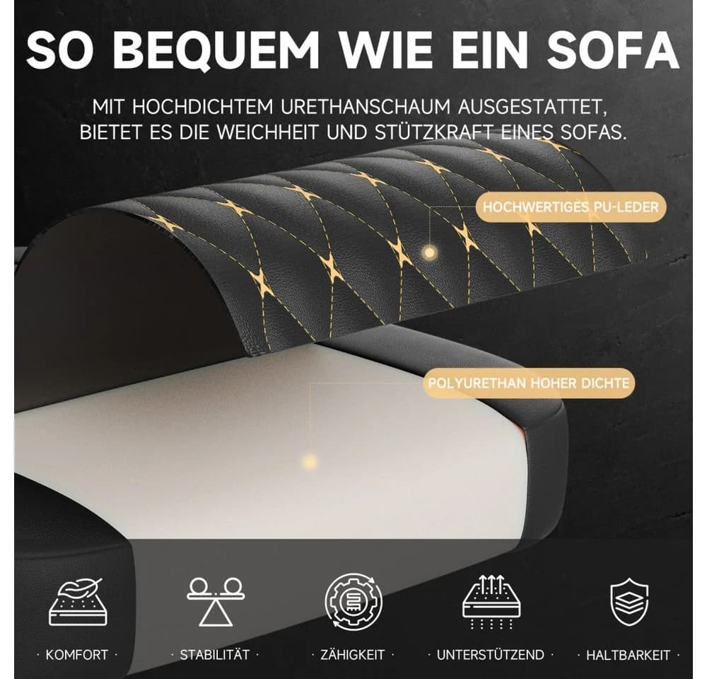 BBWL Gaming-Stuhl PVC Leder Ergonomisch mit Fußstütze Schwarz - Bild 5