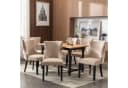 OKWISH Samt Esszimmerstuhl 6er Set Beige Massivholz Bild 1
