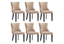 OKWISH Samt Esszimmerstuhl 6er Set Beige Massivholz Bild 2