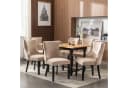 OKWISH Samt Esszimmerstuhl 6er Set Beige Massivholz Bild 4