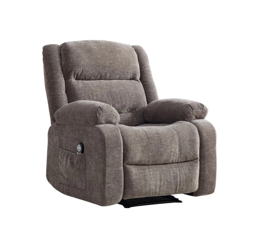 BBWL Elektrischer Relaxsessel mit Massage & Wärme Grau Chenille