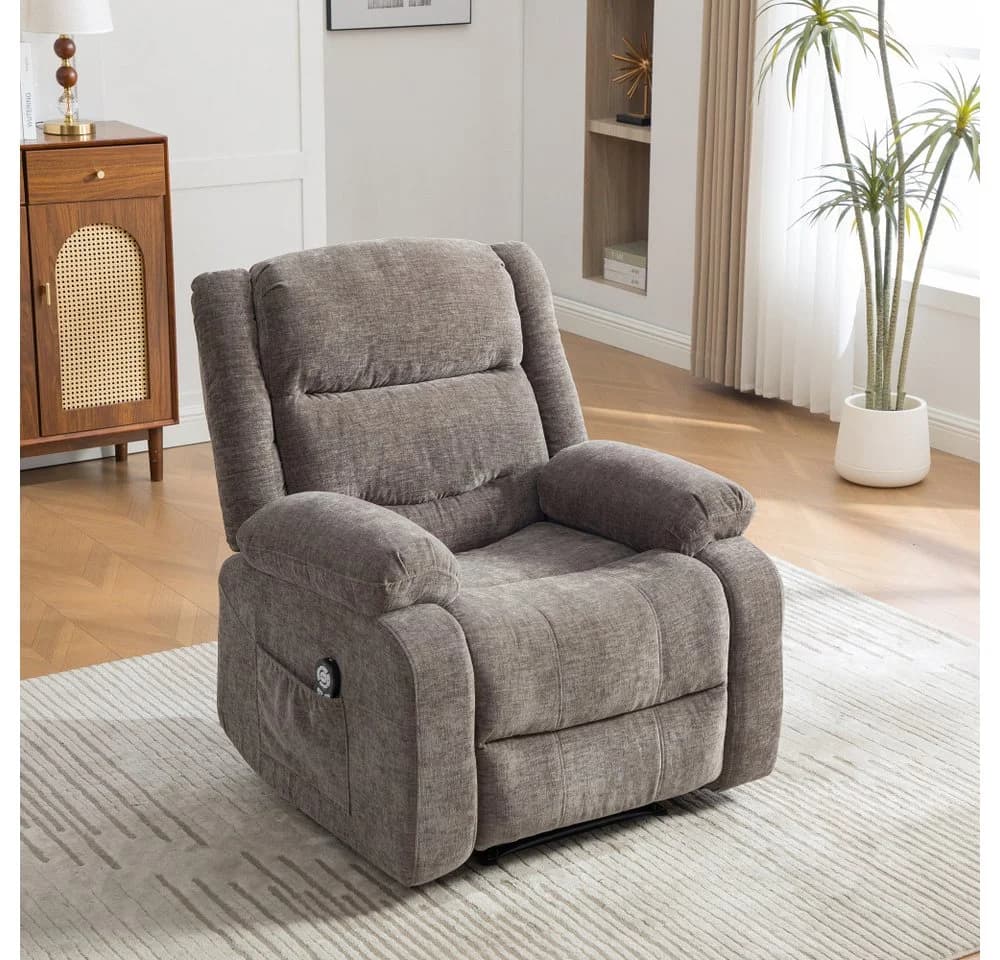 BBWL Elektrischer Relaxsessel mit Massage & Wärme Grau Chenille - Bild 3