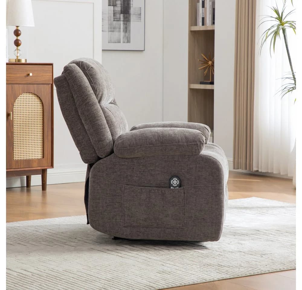 BBWL Elektrischer Relaxsessel mit Massage & Wärme Grau Chenille - Bild 4