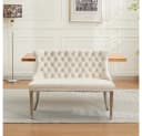 BBWL Polsterbank 2-Sitzer Beige Silber Samt Wing Back Bild 2