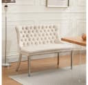 BBWL Polsterbank 2-Sitzer Beige Silber Samt Wing Back Bild 3