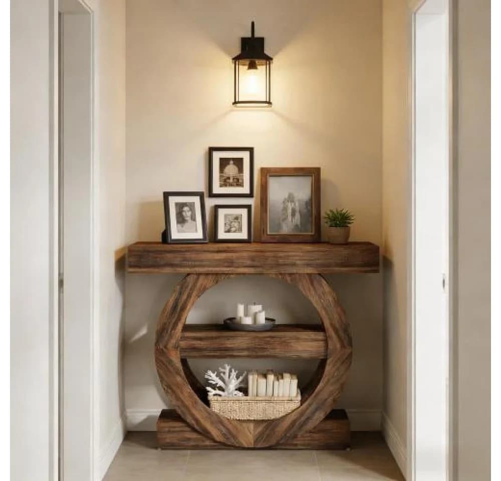 BBWL Konsolentisch Landhausstil Braun mit 3 Regalen - Bild 5