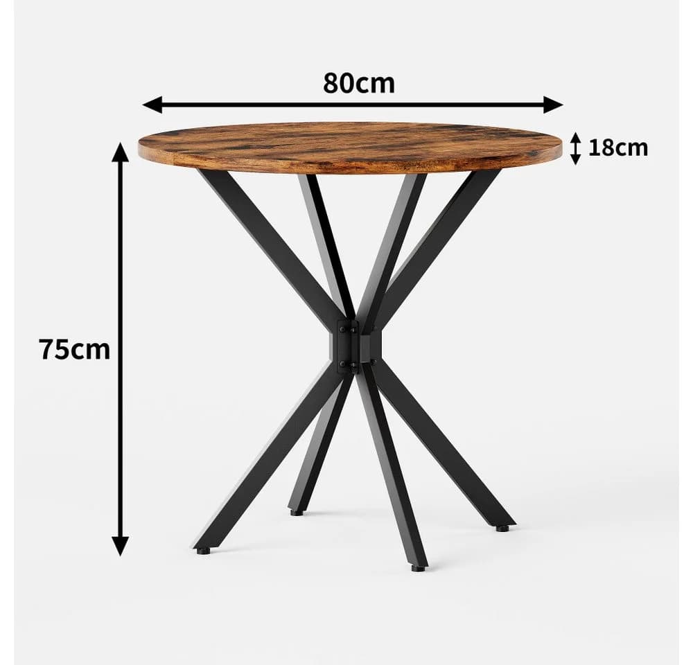 BBWL Runder Esstisch Industrialstil 80 cm Braun/Schwarz - Bild 4