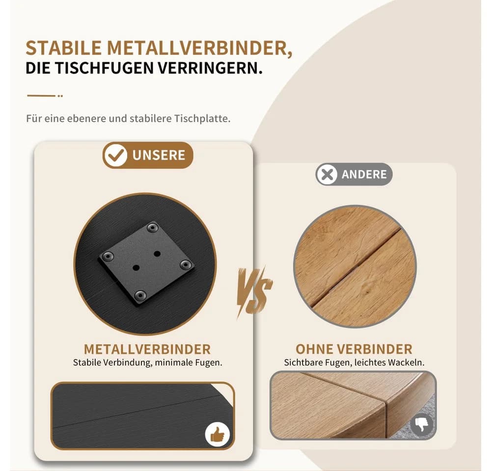 BBWL Runder Esstisch Industrialstil Ø80 cm mit X-Füßen Schwarz - Bild 4