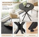 BBWL Runder Esstisch Industrialstil Ø80 cm mit X-Füßen Schwarz Bild 5