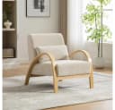 BBWL Skandinavischer Sessel Chenille massiv Holzgestell Beige Bild 2