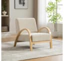 BBWL Skandinavischer Sessel Chenille massiv Holzgestell Beige Bild 3