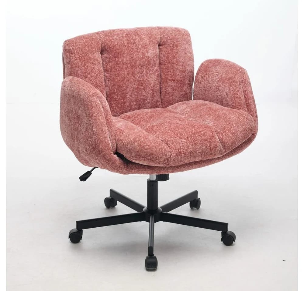 BBWL Chenille Drehstuhl Rosa mit Klapparmlehnen & Höhenverstellung - Bild 4