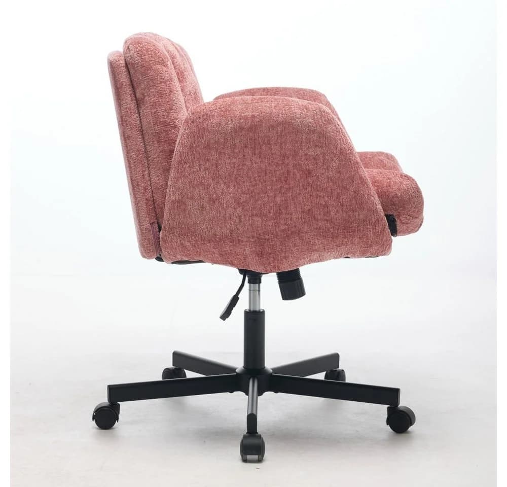 BBWL Chenille Drehstuhl Rosa mit Klapparmlehnen & Höhenverstellung - Bild 5