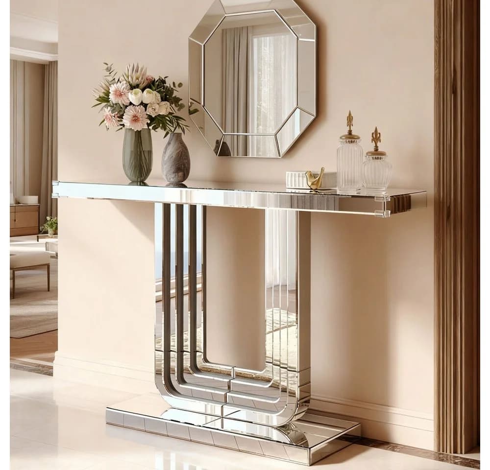BBWL Konsolentisch Silber-Optik Spiegel U-Form Basis - Bild 2