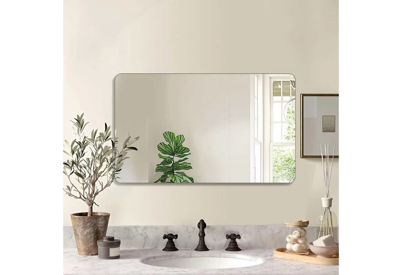BBWL Wandspiegel Rechteckig HD-Glas Wasserabweisend - Bild 2