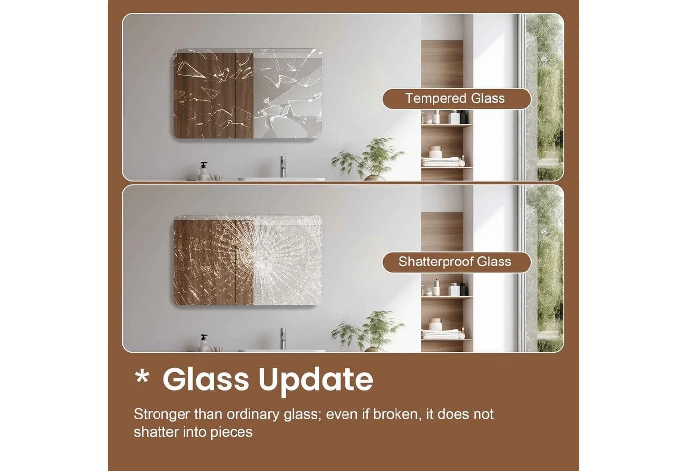 BBWL Wandspiegel Rechteckig HD-Glas Wasserabweisend - Bild 4