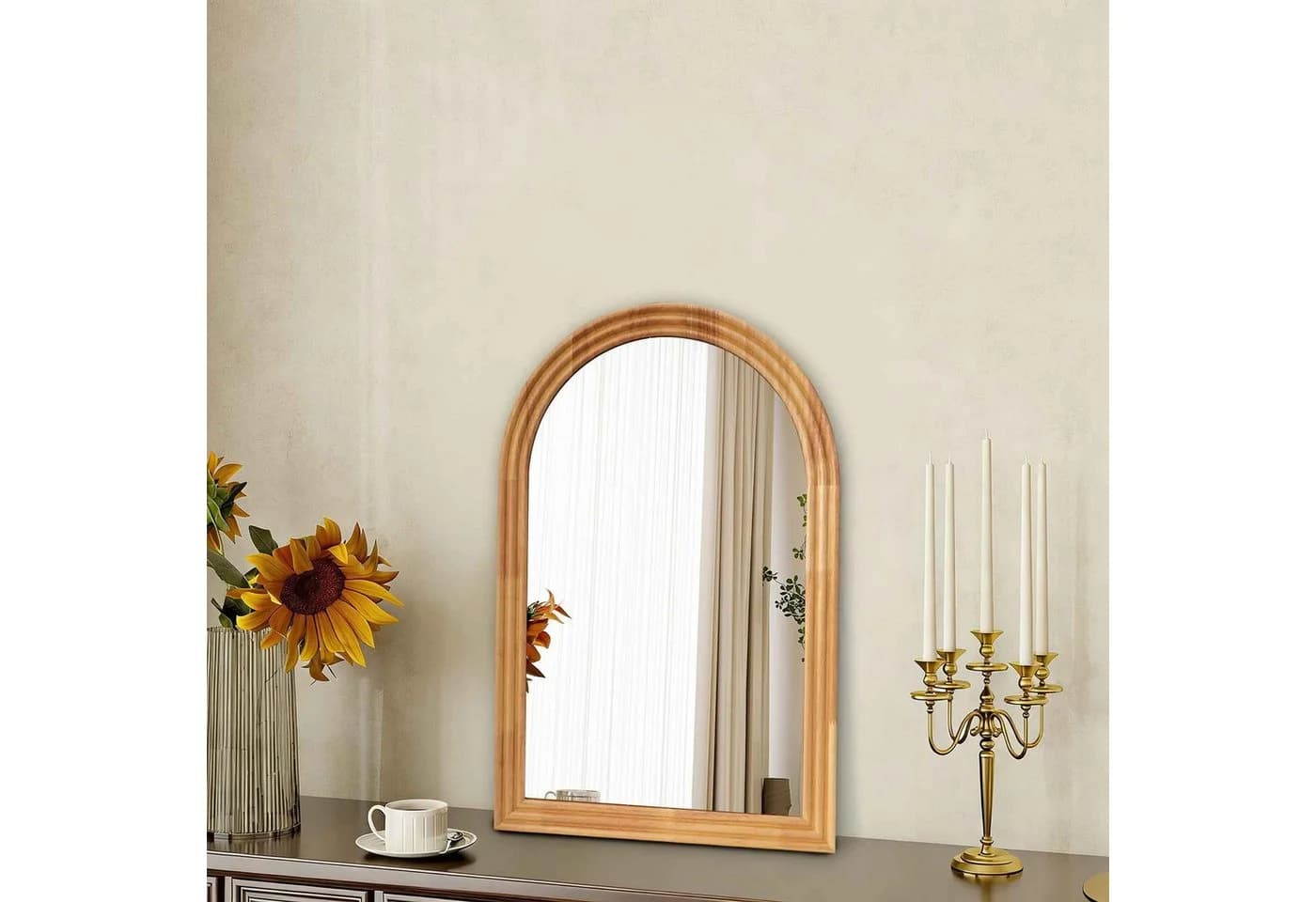 BBWL Gewölbter Wandspiegel aus massivem Holz mit Sicherheitsglas - Bild 2