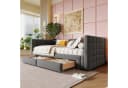 OKWISH Daybett Samt Beige/Grau mit Schubladen und Lattenrost Bild 1