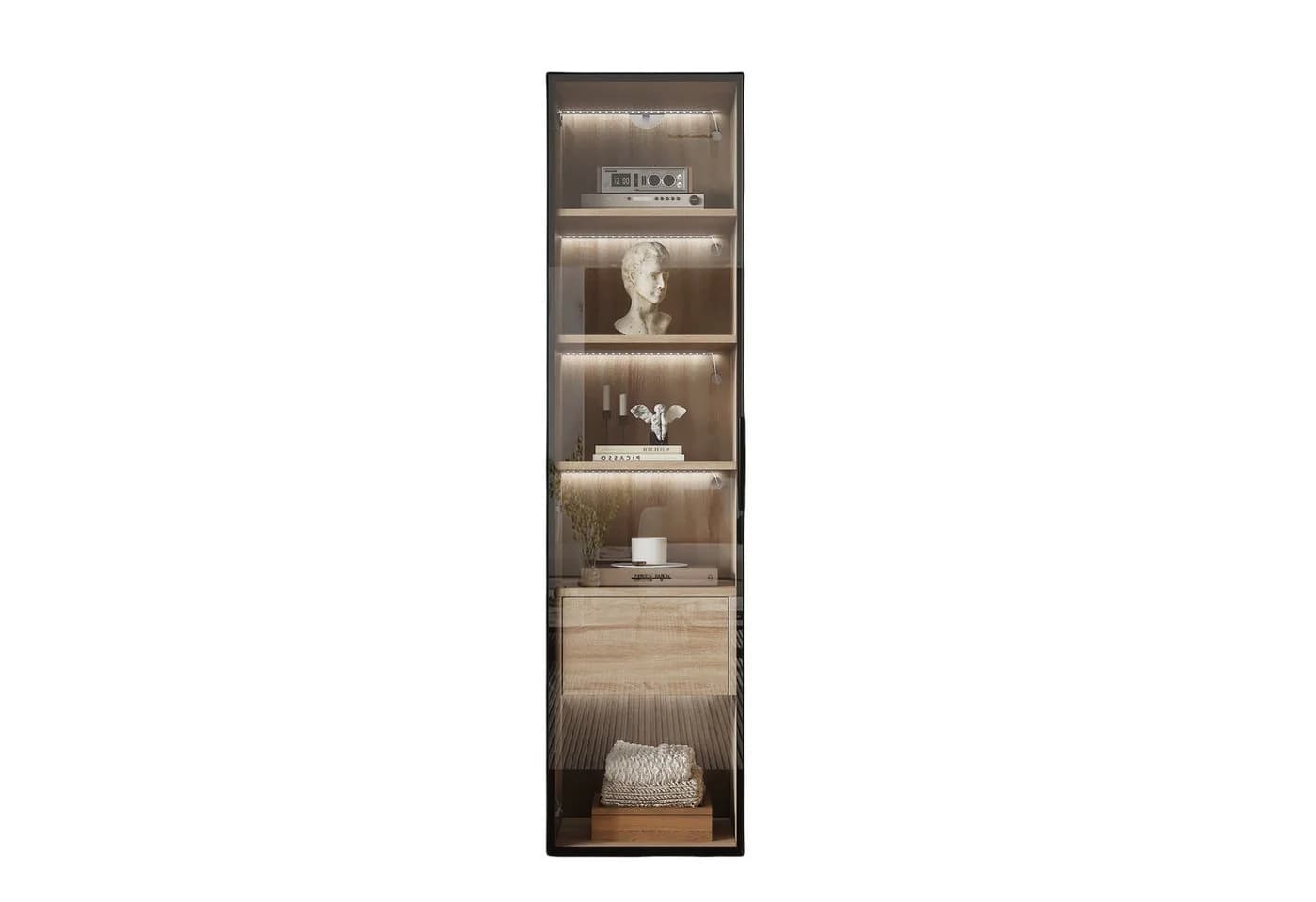 OKWISH Vitrine Badezimmerschrank mit LED-Lichtleiste und Glastür - Bild 2