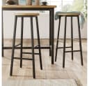 BBWL Barhocker 2er Set Metallgestell Holzoptik Sitz Bild 2