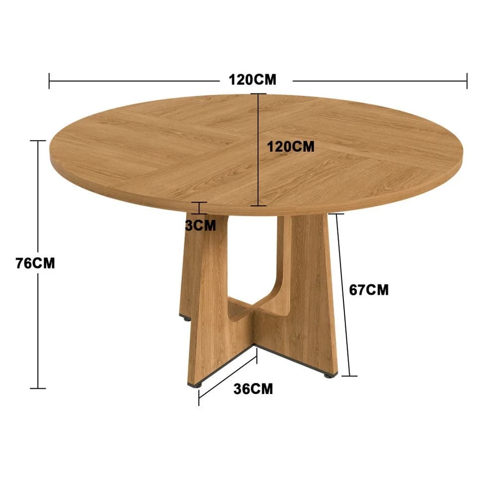 BBWL Runder Esstisch 120 cm MDF Walnuss Mid-Century Modern - Bild 3