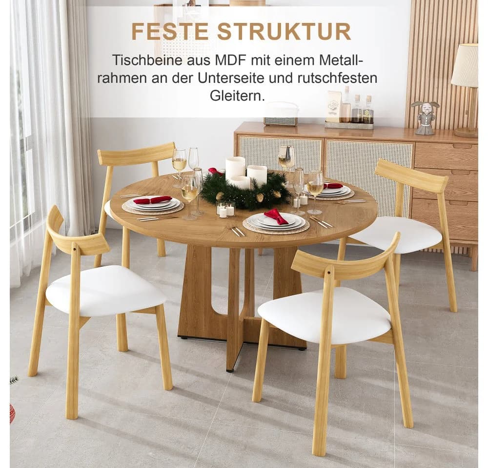 BBWL Runder Esstisch 120 cm MDF Walnuss Mid-Century Modern - Bild 5